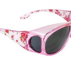 Global Vision Eyewear Fanfare 2 Sunglasses Fit Over Pink Floral Frame Smoke Lens