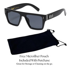 LOCS Gangster Style Debt Collector Square Flat Top Locs Logo Temple Sunglasses