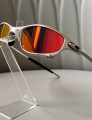 Oakley Juliet 1.0 X sunglasses, silver metal frame and ruby lenses