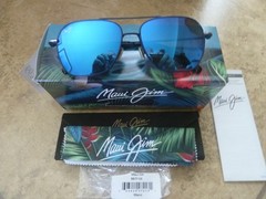 Maui Jim Mano Sunglasses B877-03 Dark Navy w/ Silver Blue Hawaii Lens – PRISTINE