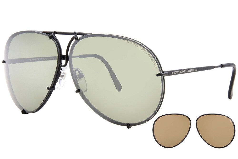 Porsche Design P8478-D Sunglasses Black/Brown/Olive/Silver 69mm W/Extra Lenses