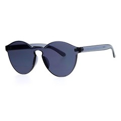 Rimless Flat Lens Sunglasses One Thick Translucent Round Lens Frame UV400