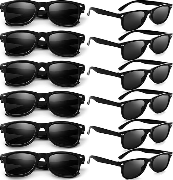 Party Sunglasses Bulk – Adult Retro Plastic Pack of 12 Vintage Sunglasses