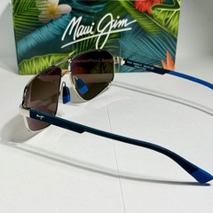 MAUI JIM KEAWAWA MJ 620-17 DUAL MIRROR BLUE SILVER AVIATOR SUNGLASSES EXCLUSIVE