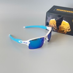 Oakley Flak 2.0 XL OO9188 Sunglasses White Frame Polarized Blue Lens Mens New