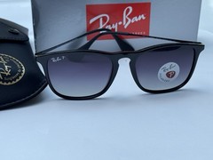 NEW Ray-Ban RB4187 601/T3 CHRIS Polish Black Polarized Grad Grey Sunglasses 54mm