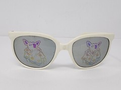 Vintage 1980’s Adult Sunglasses White Dog Spot Eye Mirror Lenses