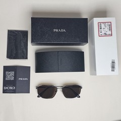 Prada Sunglasses Glass Lens Gunmetal Brown SPR 64X PR64XS 5AV-01D
