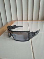 Oakley Oil Rig 2 Polished Black/Silver Ghost Text Frame Only Chrome Icon Read D.