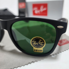 Ray-Ban RB2140 Wayfarer Sunglasses Black Frame Glass Green Lens 50-22 mm US