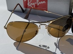 NEW Ray-Ban RB3479 001/33 Folding Aviator Gold B-15 Brown lenses 58mm Sunglasses