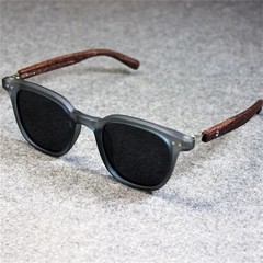 Classic Wood Grain Mirror Legs Sunglasses Men’s Small Frame Square Sun