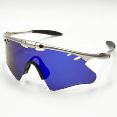 Oakley Mag X-Metal Silver Frame Blue Shield Lens Magnesium Sport Sunglasses