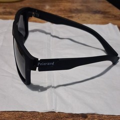 Men’s Square Polarized Sunglasses, Lightweight Black Plastic Frame Gray Lenses
