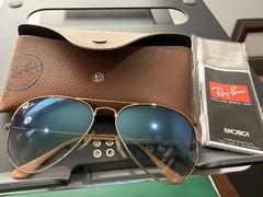 RAY-BAN RB3025 AVIATOR SUNGLASSES LARGE METAL GOLD / GRADIENT BLUE 58/14