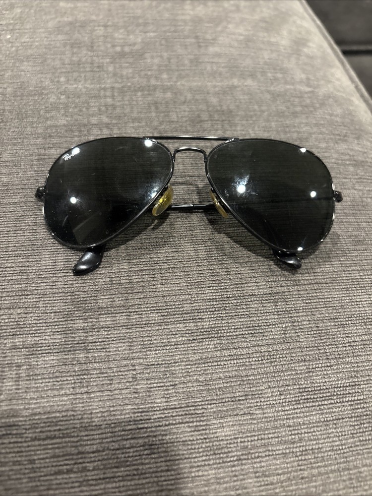 Ray Ban RB3025 58-14 135mm Aviator Large Metal Black Polarized Sunglasses