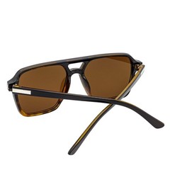 LUCCA – Classic Flat Top Square Aviator Black-Tortoise Sunglasses Brown Lens