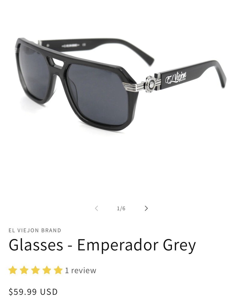 El Viejon Emperador Grey Square Sunglasses Black Tinted