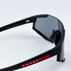 Prada Linea Rossa Men Sunglasses Black Blue Mirror Shield PS04WS DG070A NEW