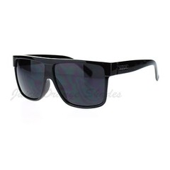 KUSH Men’s Sunglasses Flat Top Square Frame Black Dark Lens