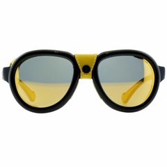 Moncler ML0090 01C Black/Yellow/Leather Aviator Sunglasses