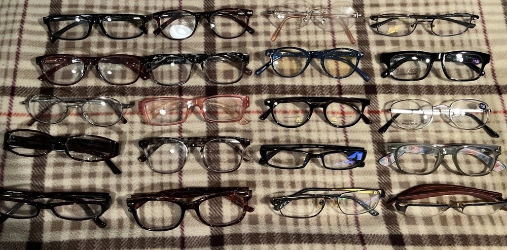 20x Eyeglasses Frames Lot Assorted Brands & Colors Plastic Readers Bulk Bundle