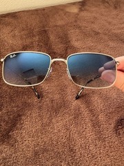 Ray-Ban RB3717 Polished Silver Frame with Blue Gradient Lenses
