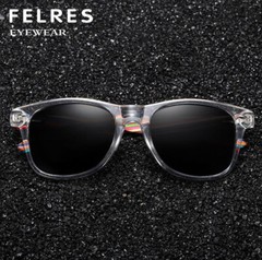 Square Polarized Wood Sunglasses For Men Women Wooden Temple Outdoor Glasses