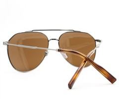Dolce Gabbana Aviator Sunglasses Shiny Gunmetal Brown DG 2296 04/73 with Case