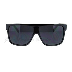 KUSH Men’s Sunglasses Flat Top Square Frame Black Dark Lens