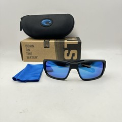 Costa Del Mar Mens Fantail Pro 580G Polarized Mirror Wrap Sunglasses Black/Blue