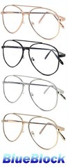 Oversized Metal Pilot Blue Light Blocking Glasses Computer Vision Care Protect