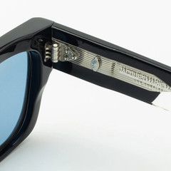 Jacques Marie Mage Enzo Black Acetate Blue Lens Square Sunglasses 52-23 JMM