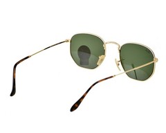 Ray-Ban Sunglasses RB3548N Hexagonal Flat Gold Frame Green Classic Lens 51mm
