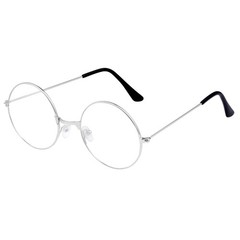 Fake Round Glasses, Circle Costume Glasses, Metal Frame Clear Lens NonPrescri…