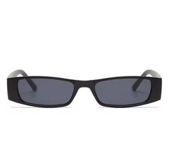 Retro Slim Rectangle Sunglasses Black Y2K Unisex Fashion Shades