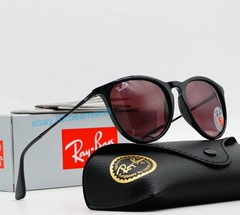 Ray-Ban Erika RB4171 Polarized Sunglasses Round Lens Purple / Black Frames 54MM