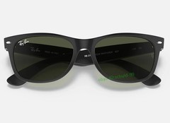 Ray-Ban New Wayfarer RB2132 Sunglasses 55mm Matte Black/Green Lens G-15