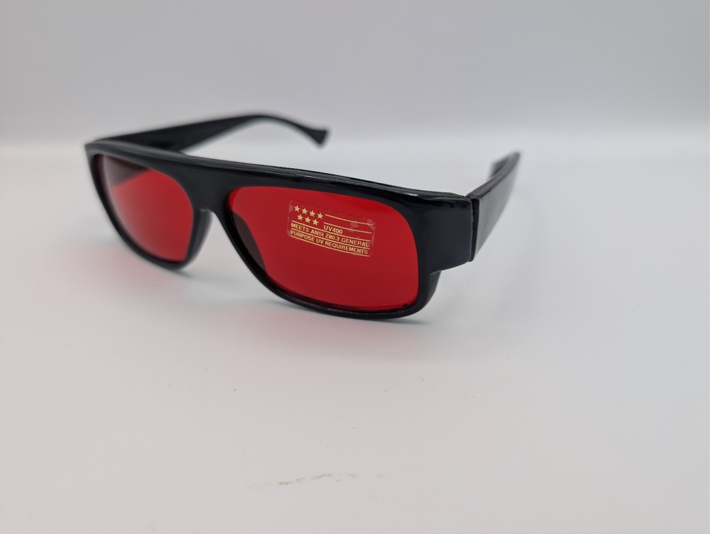 Y2K Black Flat Top Locs Sunglasses Red Colored Tint Lens Cholo Lowrider…