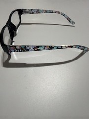 Women’s Clear Lens Glasses Classic Black Floral Sides Eyewear Fake Office Smart