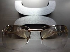 Men’s Classy Elegant CONTEMPORARY MODERN WRAP Clear Lens SUN GLASSES Gold Frame
