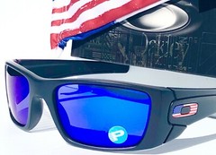 NEW* Oakley SI Fuel Cell Black USA Flag POLARIZED Galaxy Blue Sunglass 9096