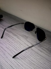 Porsche Design P8549 Aviator Titanium Sunglasses Silver Frame Green Mirrored