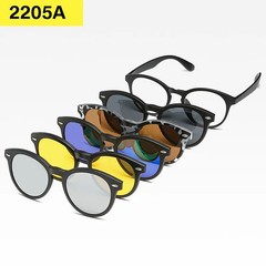 Magnetic Clip On Sunglasses Square Frame Polarized UV400 Adult Casual 6 in 1