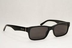 Prada Sunglasses Black Glossy Rectangle Square PR16MV VPR 16M 1AB-1O1 53mm