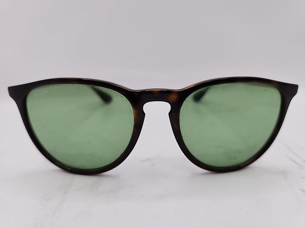 Pre-Owned Ray Ban Erika RB41716393/2 Polished Havana/Green Lenses Sunglasses