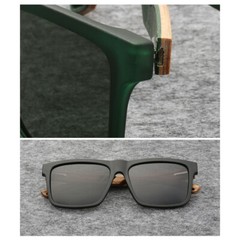 Men Square Polarized Wood Sunglasses Wooden Temple Outdoor Party Shade Glasses