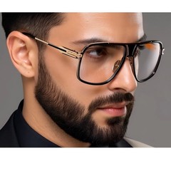 Classic Glasses Gold Black Frame Fashion Hip Hop Style Clear Lens Men Bold 2026