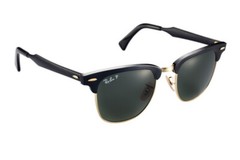 New RAY-BAN Clubmaster Aluminum Black Gold Polarized Sunglasses RB 3507 136/N5