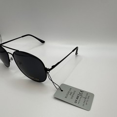 Men’s Aviator Sunglasses Black Metal Frame Black Tinted Plastic Lenses UV400